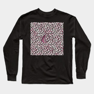 Letter Q Monogram & Pink Leopard Print Long Sleeve T-Shirt